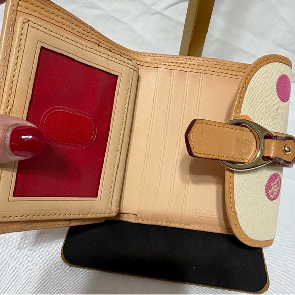 Dooney & Bourke Cream Wallet with Pink and Orange Dots - Picture 6 of 13